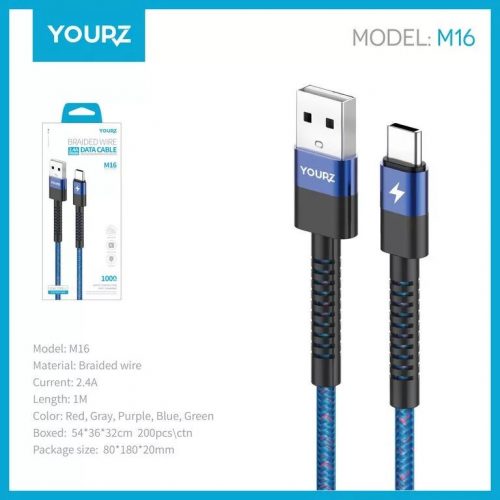 Yourz usb töltőkábel type- c (M16) (0275)