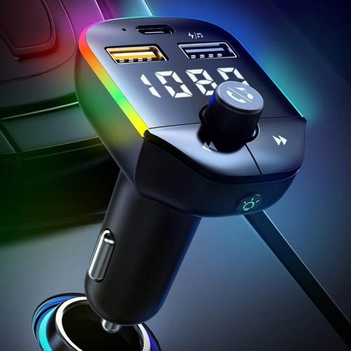 Car fm transmitter 7 színű led fénnyel (ZTBA9) (0136)